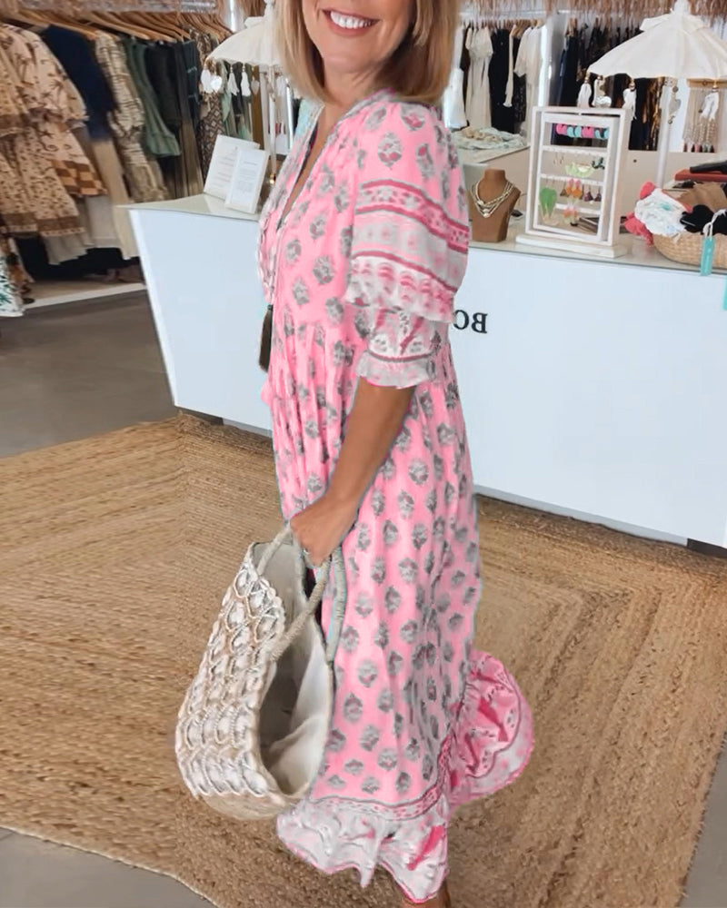 Flavie - Bedrukte losvallende casual jurk