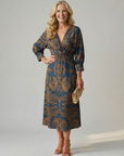 Falune - Midi jurk voor dames met een elegante strakke taille en print