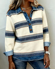 Brinalyne - Trui met Lange Mouwen en Kraag en Color Blocking