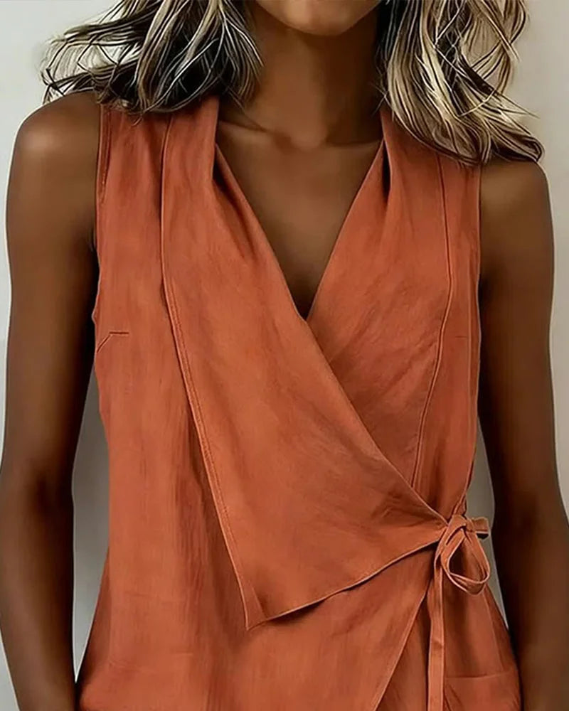 Sylethra - Dames asymmetrische mouwloze top met wikkellook voor de zomer
