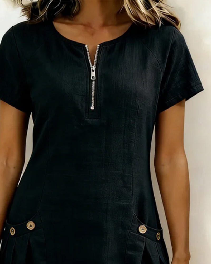 Alythessa - Elegante korte jurk voor dames met comfortabele zakken