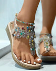 Prynessa - Platte Boheemse Sandalen met Multikleurige Strass en Elegante Bandjes
