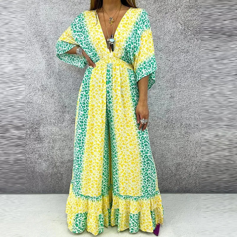Queniva - Elegante Stretch V-hals jumpsuit met hoge taille