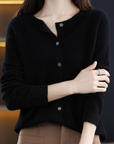 Elyse - 100% Pure Merino Wol Dames O-hals Cardigan Kasjmier Trui