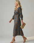 Falune - Midi jurk voor dames met een elegante strakke taille en print