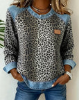 Averelisse - Casual Jeans Patchwork Leoprint Trui