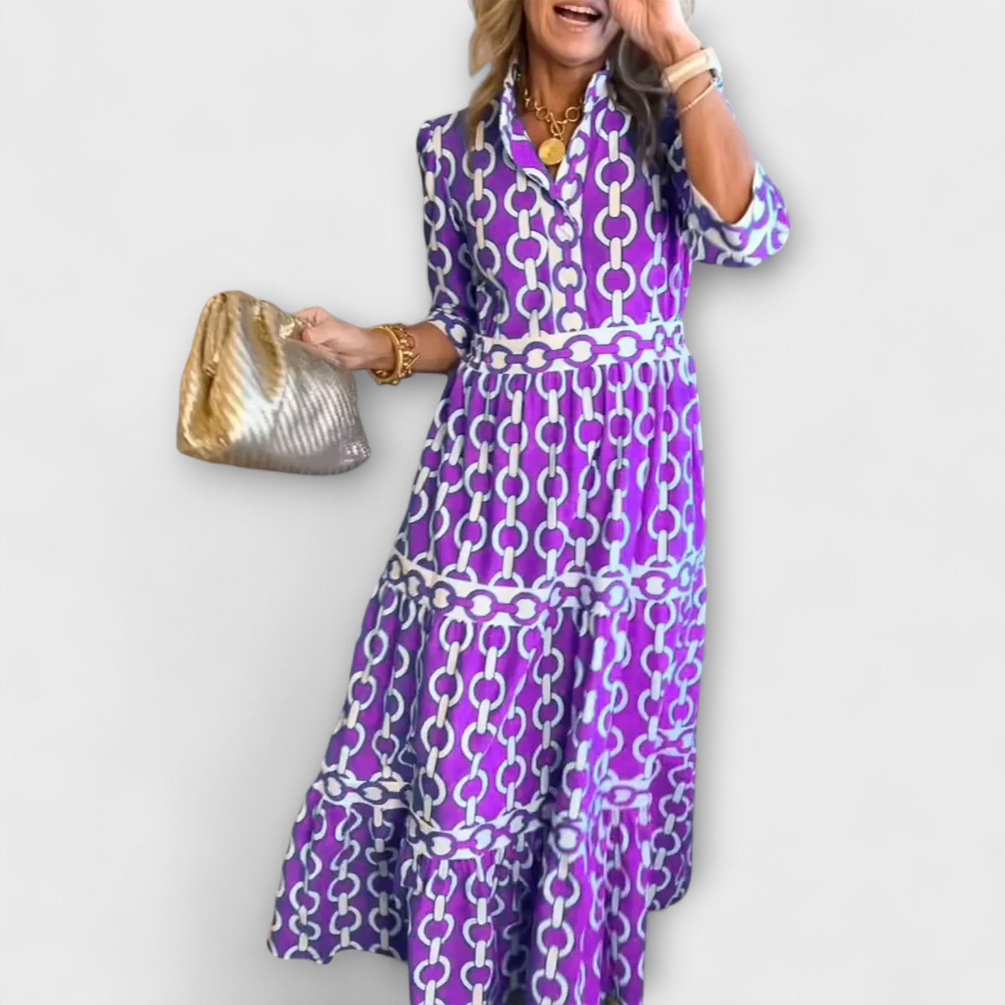 Corinna - midi-jurk met kettingmotief