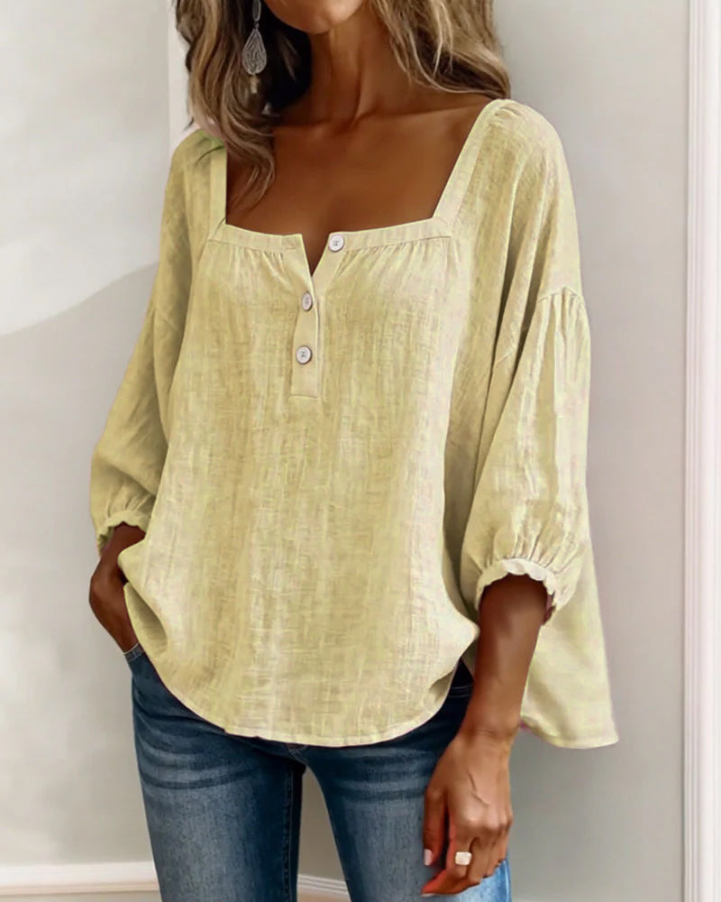 Glyressa - Elegante Damesblouse met Vierkante Hals