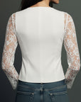 Bruxelle - Elegante Damesblouse van Kant met Transparante Mouwen