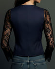 Bruxelle - Elegante Damesblouse van Kant met Transparante Mouwen