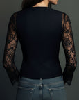 Bruxelle - Elegante Damesblouse van Kant met Transparante Mouwen