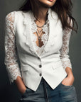 Bruxelle - Elegante Damesblouse van Kant met Transparante Mouwen