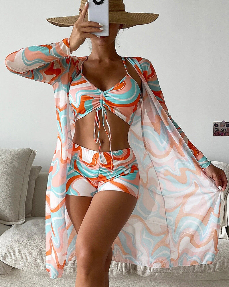 Laluna® 3-delige bikini-set met trendy print – stijlvol op het strand