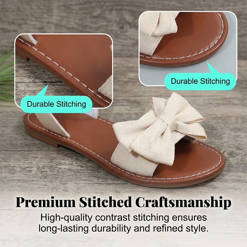 Jaxoria - Vrouwen platte sandalen met decoratieve strik en parels