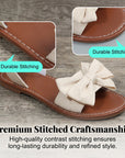 Jaxoria - Vrouwen platte sandalen met decoratieve strik en parels
