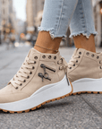 Jasmyra - Platform sneakers voor dames in blauwe denim chunky moderne stijl