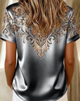 Quinessa - Dames satijnen blouse met bloemenprint