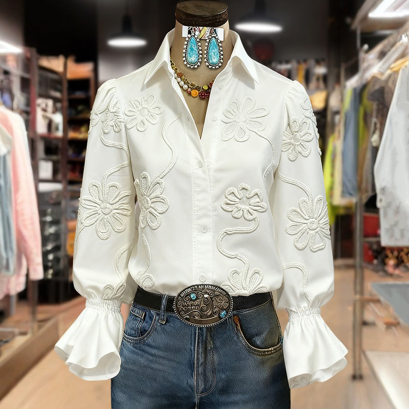 Draline - Elegante Bloemenblouse met Lange Mouwen