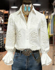 Draline - Elegante Bloemenblouse met Lange Mouwen