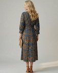 Falune - Midi jurk voor dames met een elegante strakke taille en print