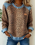 Averelisse - Casual Jeans Patchwork Leoprint Trui
