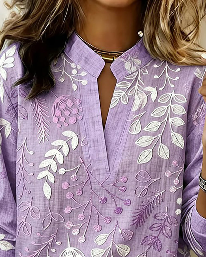 Pelyxa - Damesblouse met bloemenprint van katoen elegante regular fit voor de zomer