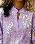 Pelyxa - Damesblouse met bloemenprint van katoen elegante regular fit voor de zomer