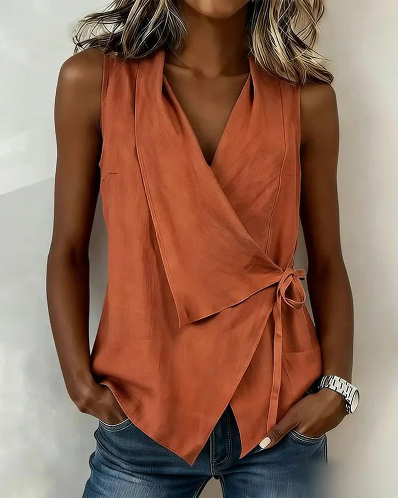 Sylethra - Dames asymmetrische mouwloze top met wikkellook voor de zomer