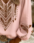 Ixavelle - Dames boheemse blouse met V-hals en pofmouwen