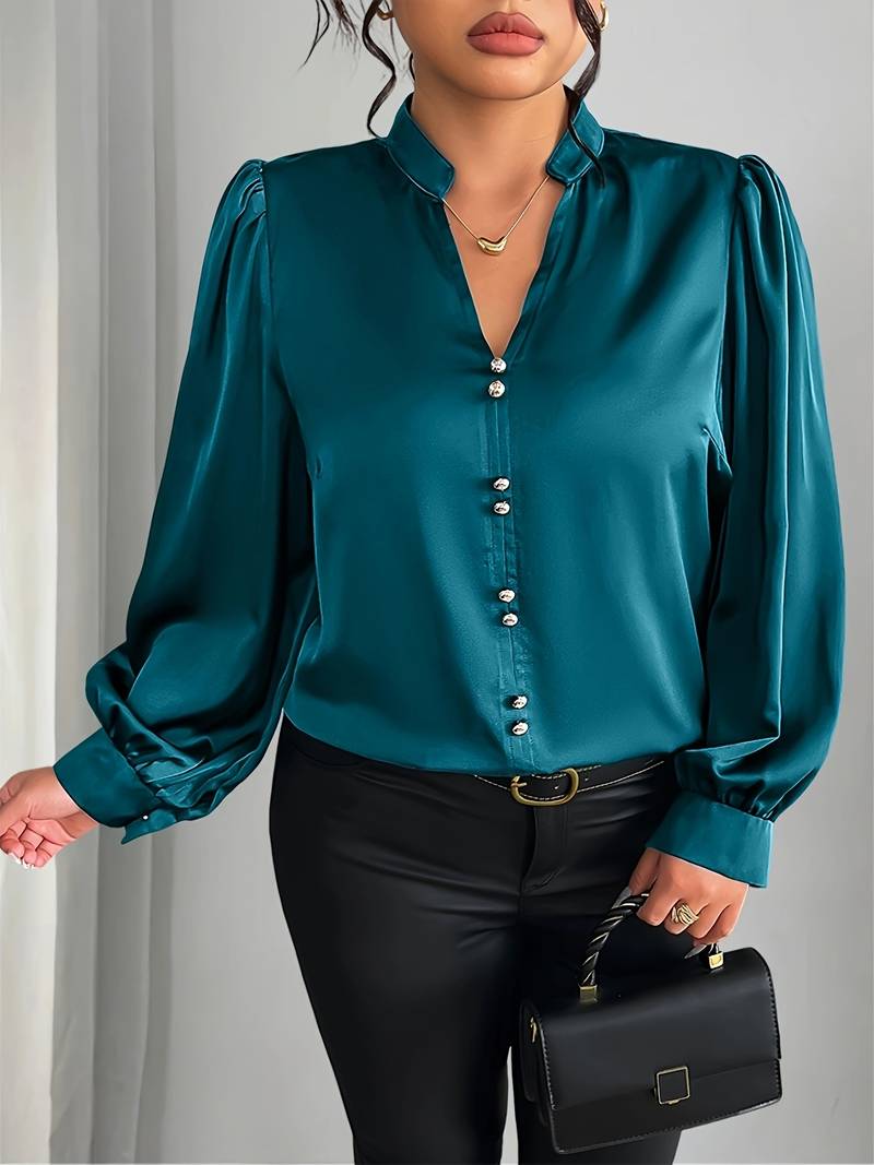 Thaliravelle - Elegante Blouse met Puffmouwen en V-hals