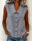 Dovirelle - Mouwloze blouse voor dames met V-hals en elegante knopen