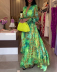 Aceline - Elegante Bedrukte Maxi Dress met Empire Taille