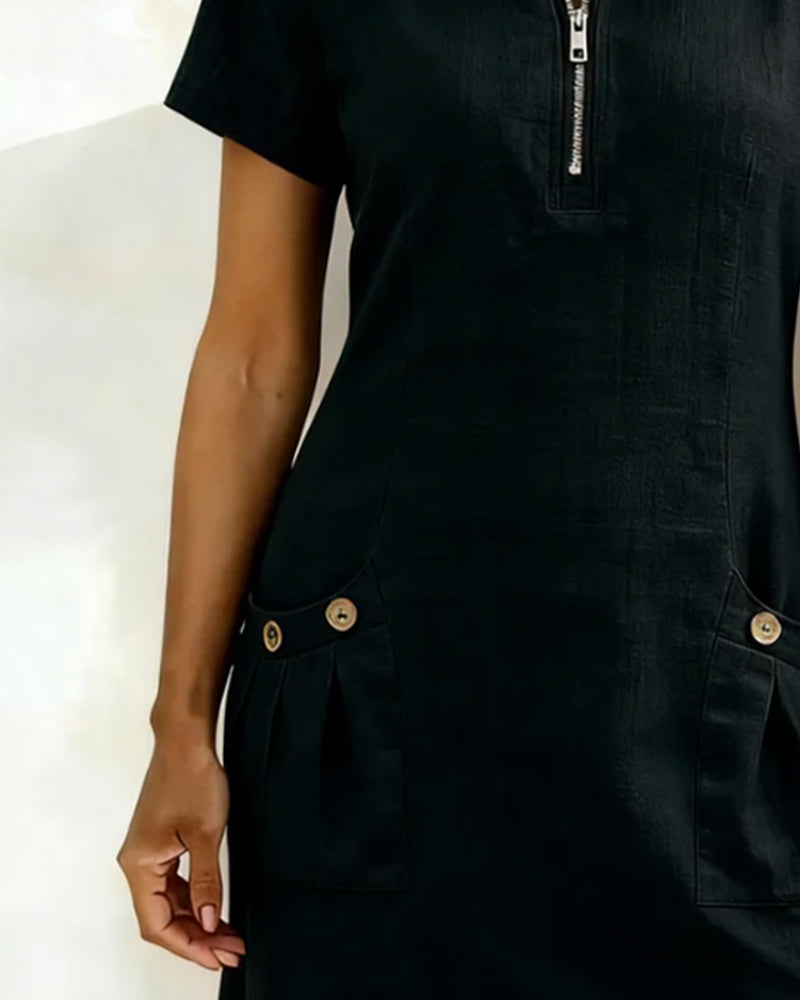 Alythessa - Elegante korte jurk voor dames met comfortabele zakken