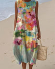 Havelynn - Dames mouwloze jurk met bloemenprint en ronde hals