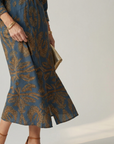 Falune - Midi jurk voor dames met een elegante strakke taille en print