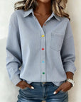 Sovira - Casual Gestreepte Damesblouse met Knopen en Zak