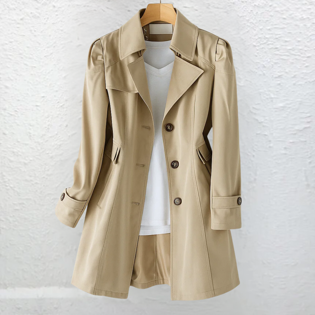 Gavryxa - Vrouwelijke vintage trenchcoat met getailleerde snit voor het midden van het seizoen