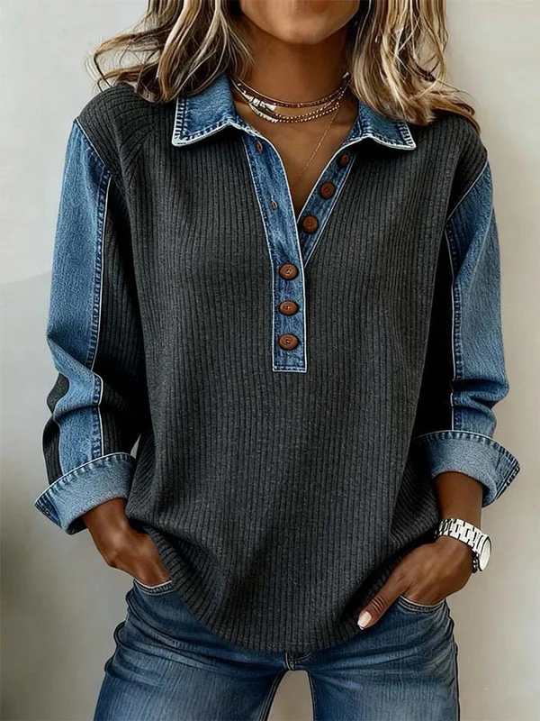 Marisolenne - Casual Sweatshirt met Contrasterende Stiksels