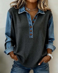 Marisolenne - Casual Sweatshirt met Contrasterende Stiksels