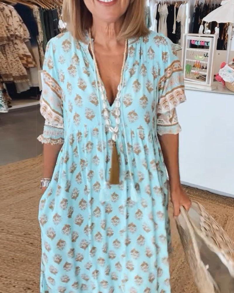 Flavie - Bedrukte losvallende casual jurk