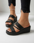 Hysoria - Dames sandalen met gevlochten hakken en gekruiste banden