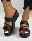 Hysoria - Dames sandalen met gevlochten hakken en gekruiste banden