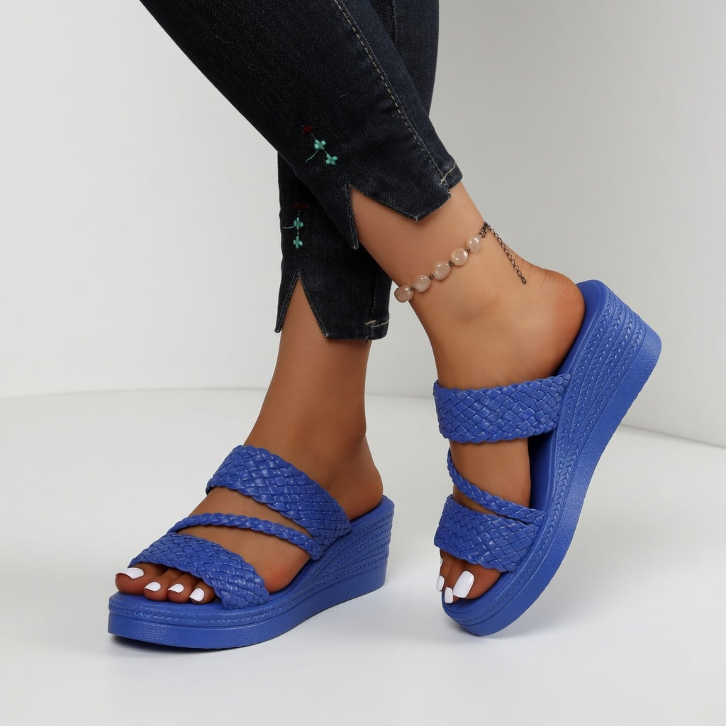 Hysoria - Dames sandalen met gevlochten hakken en gekruiste banden