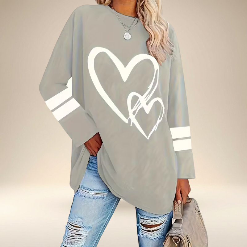 Faloria - Oversized Sweatshirt voor Dames met Hartprint
