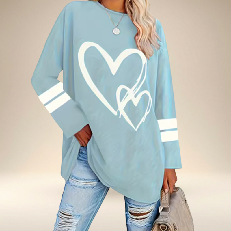 Faloria - Oversized Sweatshirt voor Dames met Hartprint