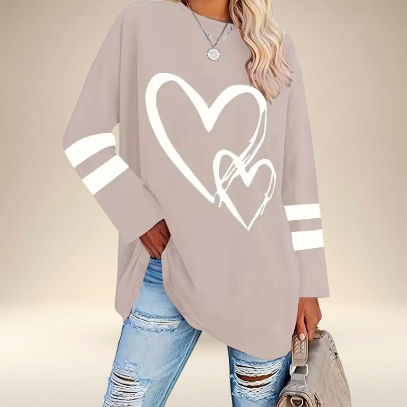 Faloria - Oversized Sweatshirt voor Dames met Hartprint