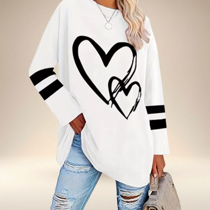 Faloria - Oversized Sweatshirt voor Dames met Hartprint