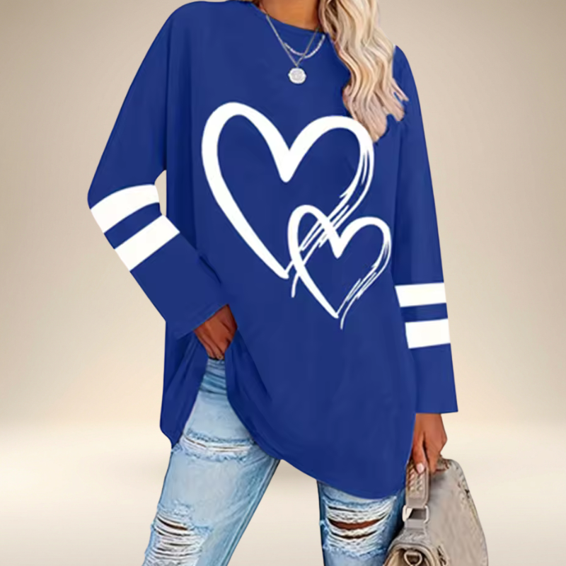 Faloria - Oversized Sweatshirt voor Dames met Hartprint