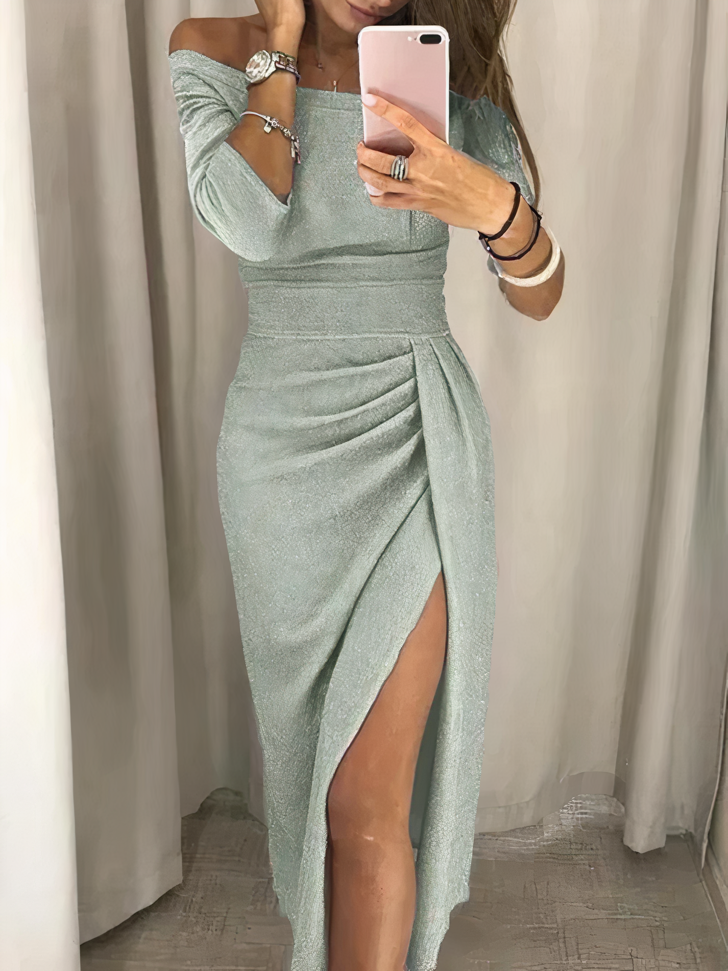 Jane - Off-shoulder glitterjurk