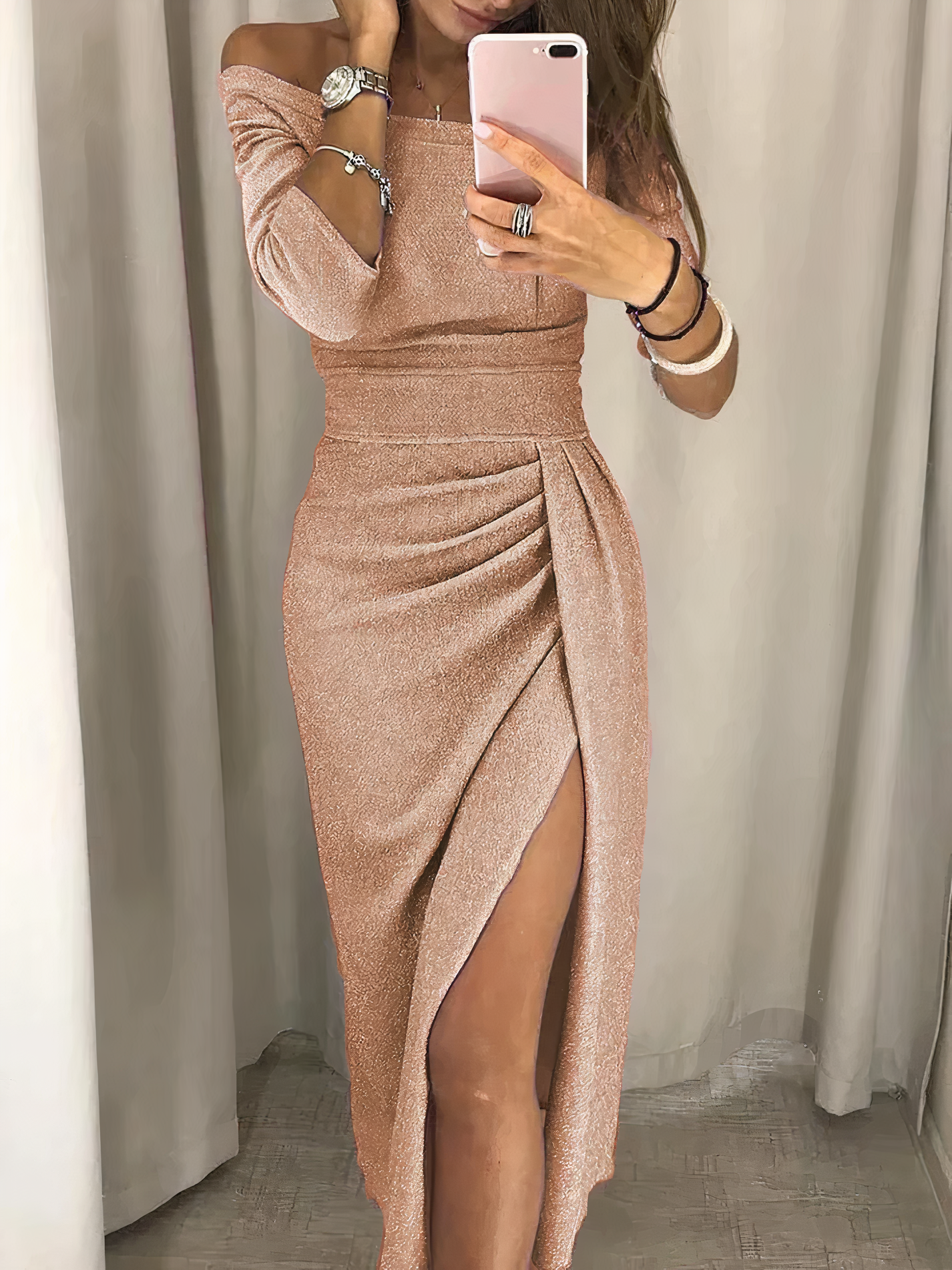 Jane - Off-shoulder glitterjurk